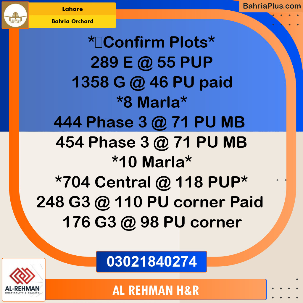 Residential Plot for Sale in Bahria Orchard, Lahore - (BP-352808)