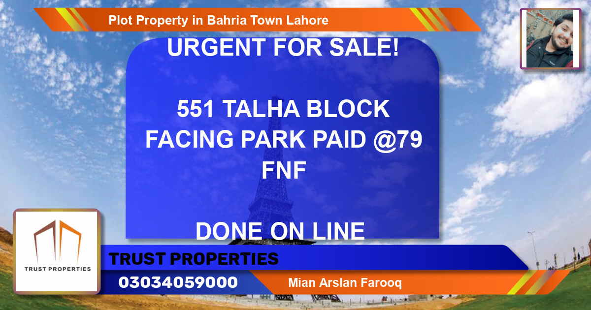 Residential Plot for Sale in Bahria Town, Lahore - (BP-35285)