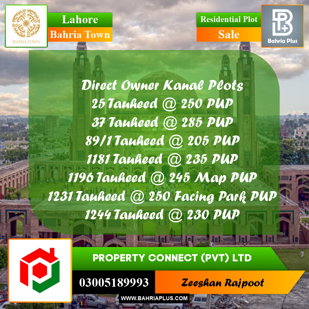 Residential Plot for Sale in Bahria Town, Lahore - (BP-352906)