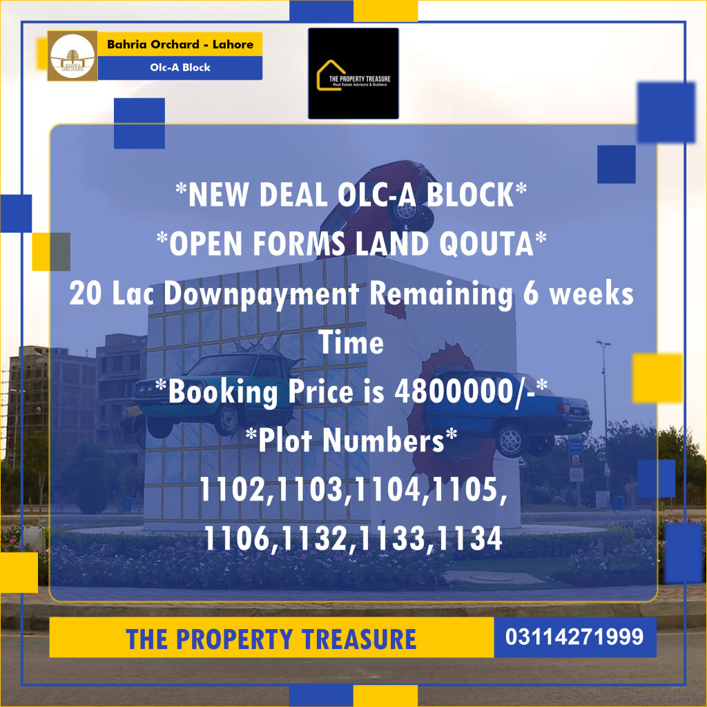 5 Marla Residential Plot for Sale in OLC-A Block -  Bahria Orchard, Lahore - (BP-353051)