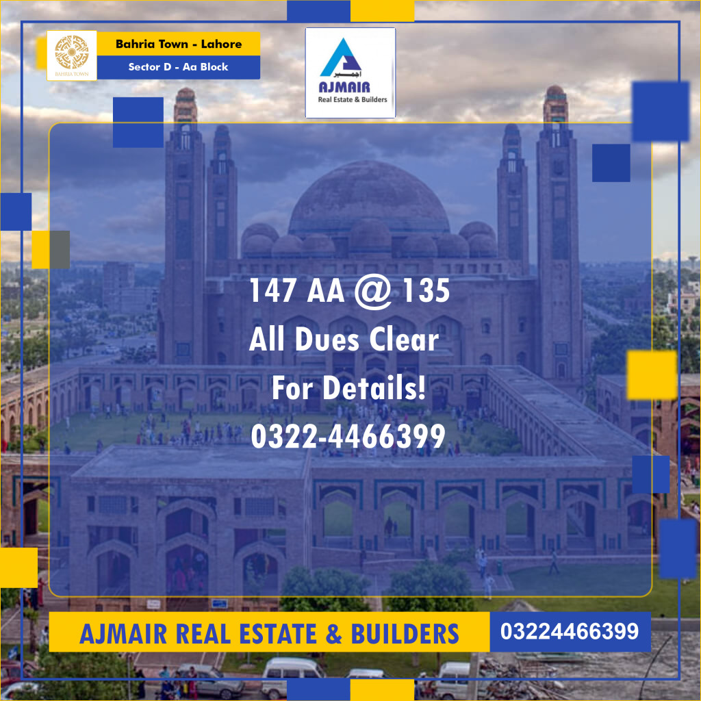 5 Marla Residential Plot for Sale in Sector D - AA Block -  Bahria Town, Lahore - (BP-353076)