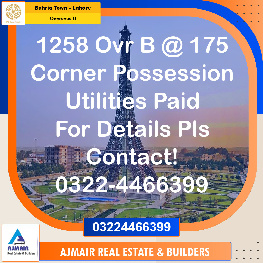 10 Marla Residential Plot for Sale in Overseas B -  Bahria Town, Lahore - (BP-353081)