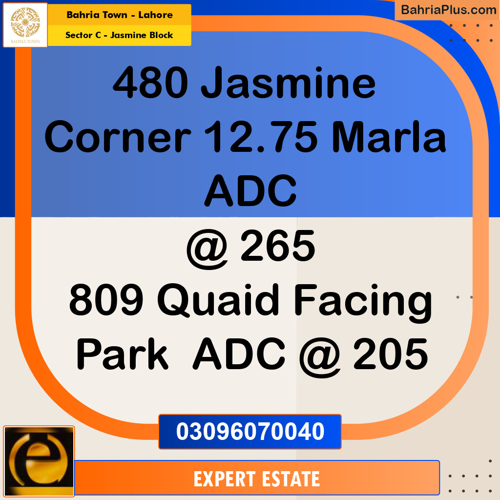 12 Marla Residential Plot for Sale in Sector C - Jasmine Block -  Bahria Town, Lahore - (BP-353115)