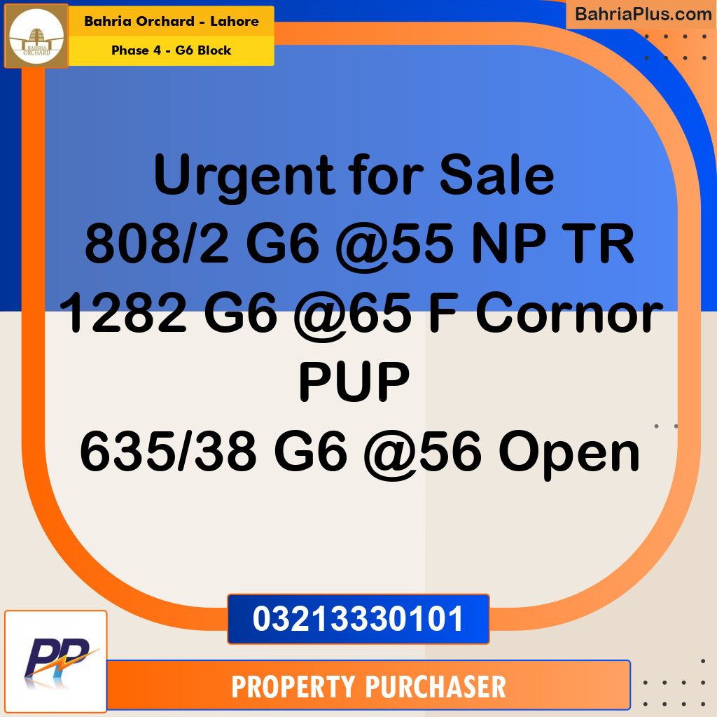 10 Marla Residential Plot for Sale in Phase 4 - G6 Block -  Bahria Orchard, Lahore - (BP-353120)