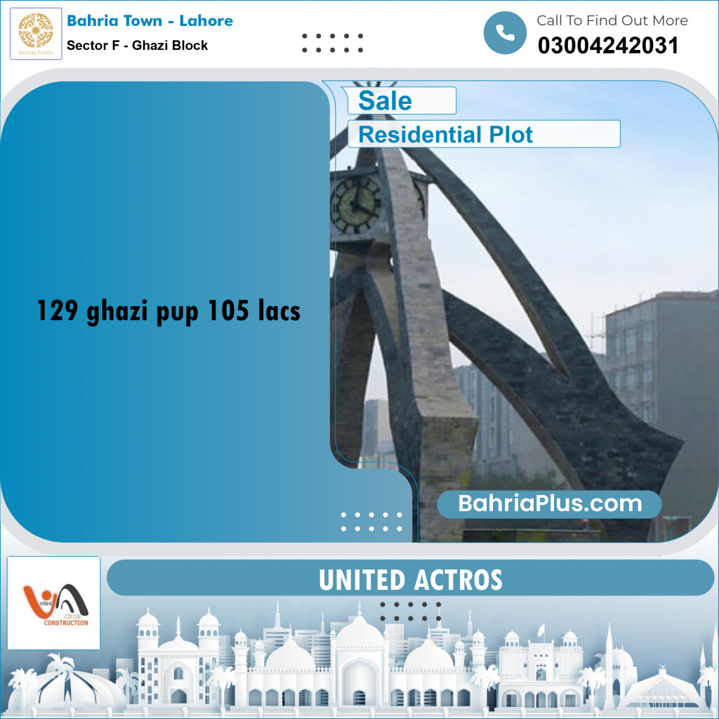 10 Marla Residential Plot for Sale in Sector F - Ghazi Block -  Bahria Town, Lahore - (BP-353137)
