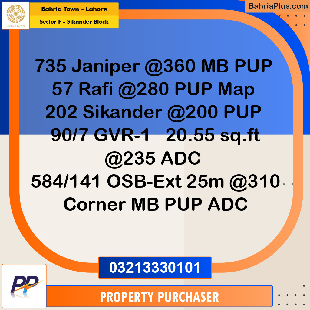 1 Kanal Residential Plot for Sale in Sector F - Sikander Block -  Bahria Town, Lahore - (BP-353160)