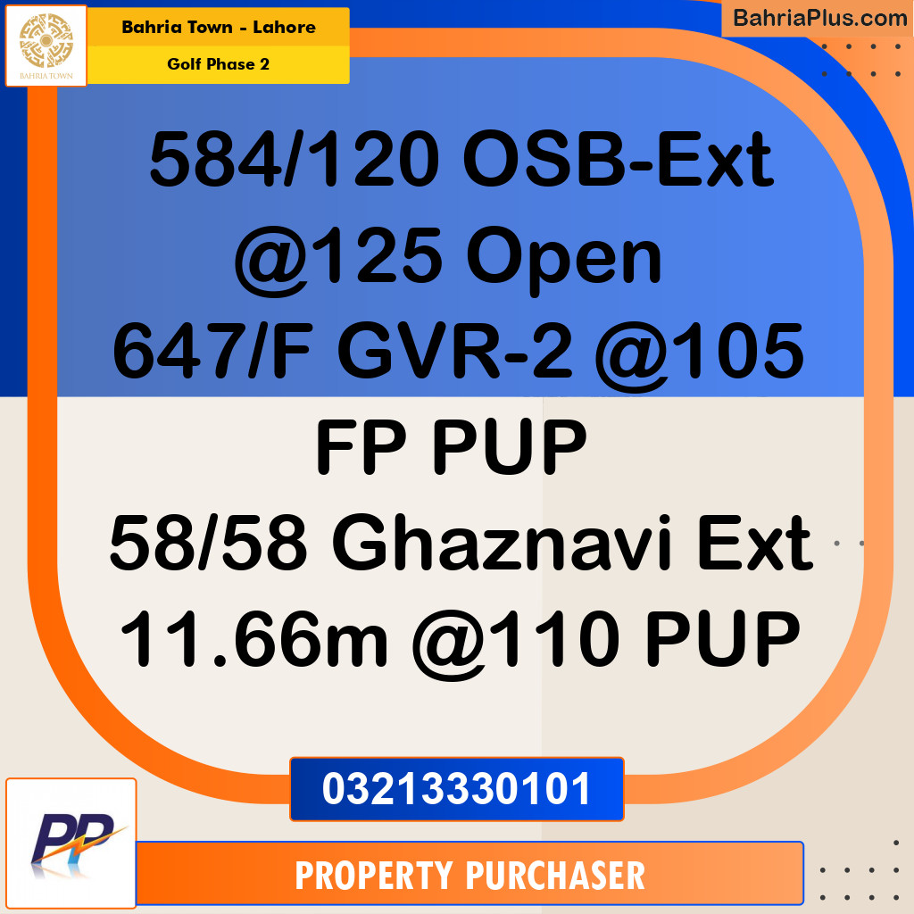 10 Marla Residential Plot for Sale in Golf Phase 2 -  Bahria Town, Lahore - (BP-353161)