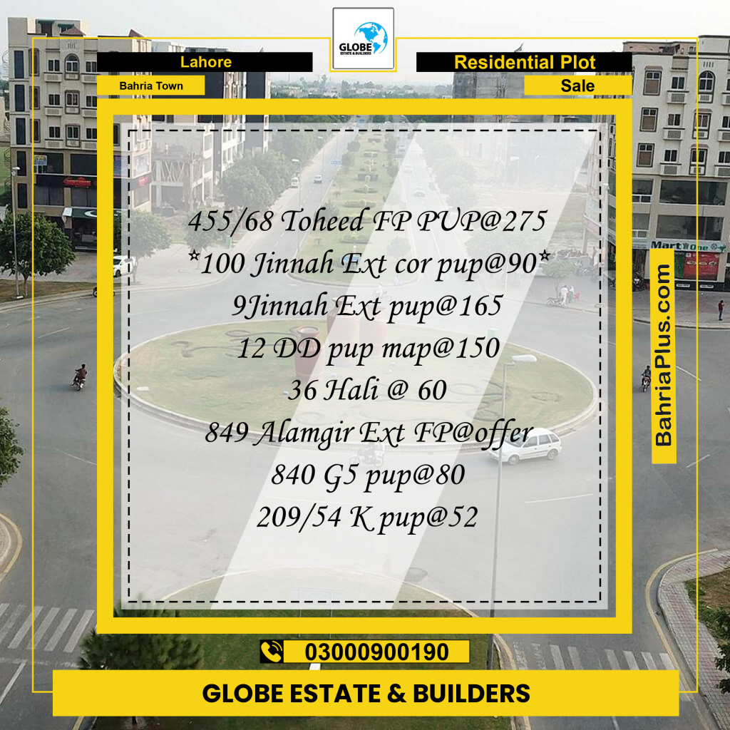 Residential Plot for Sale in Bahria Town, Lahore - (BP-353175)