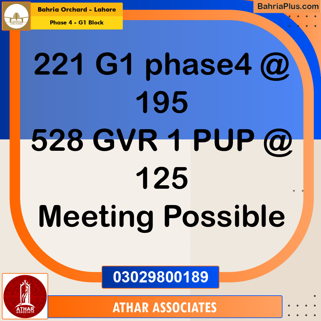 20 Marla Residential Plot for Sale in Phase 4 - G1 Block -  Bahria Orchard, Lahore - (BP-353204)