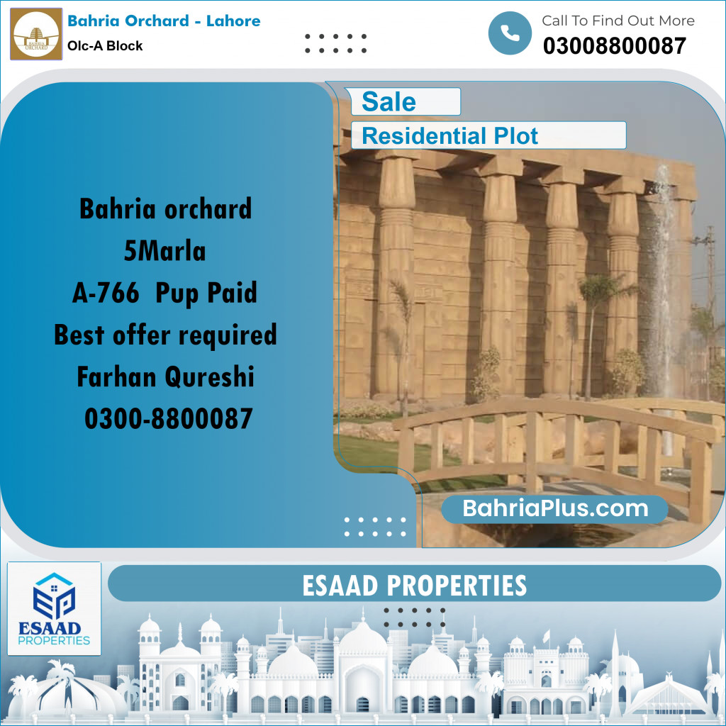 5 Marla Residential Plot for Sale in OLC-A Block -  Bahria Orchard, Lahore - (BP-353227)