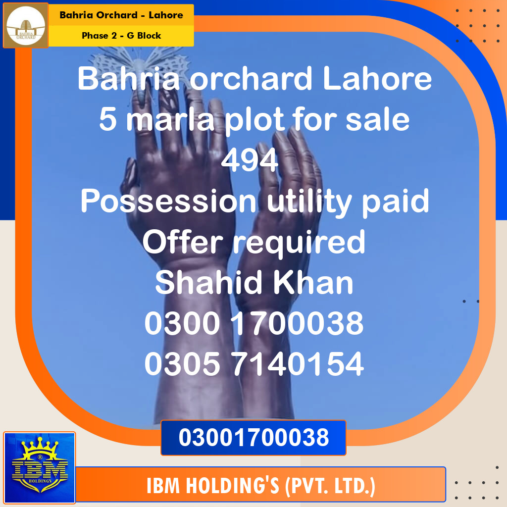 5 Marla Residential Plot for Sale in Phase 2 - G Block -  Bahria Orchard, Lahore - (BP-353266)