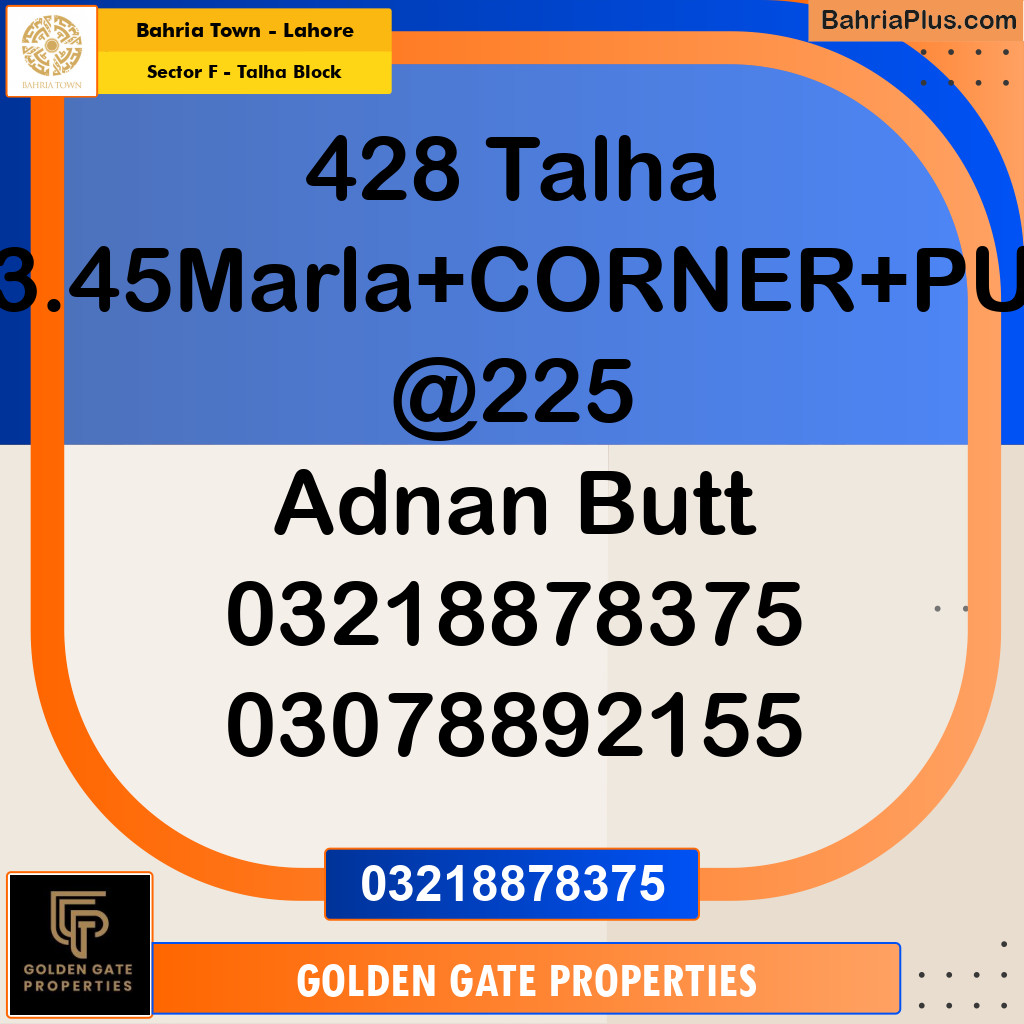 13.45 Marla Residential Plot for Sale in Sector F - Talha Block -  Bahria Town, Lahore - (BP-353296)
