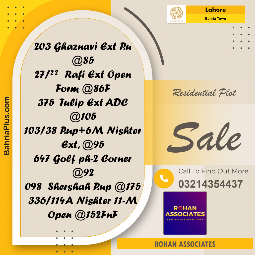 Residential Plot for Sale in Bahria Town, Lahore - (BP-353318)