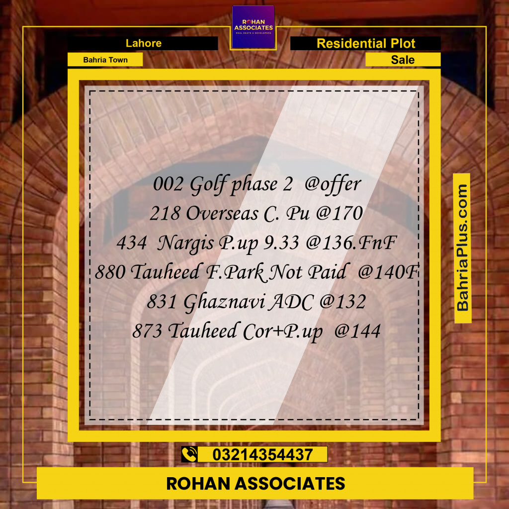 Residential Plot for Sale in Bahria Town, Lahore - (BP-353334)