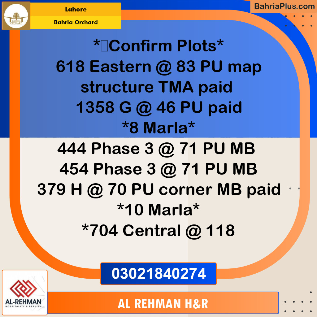 Residential Plot for Sale in Bahria Orchard, Lahore - (BP-353348)