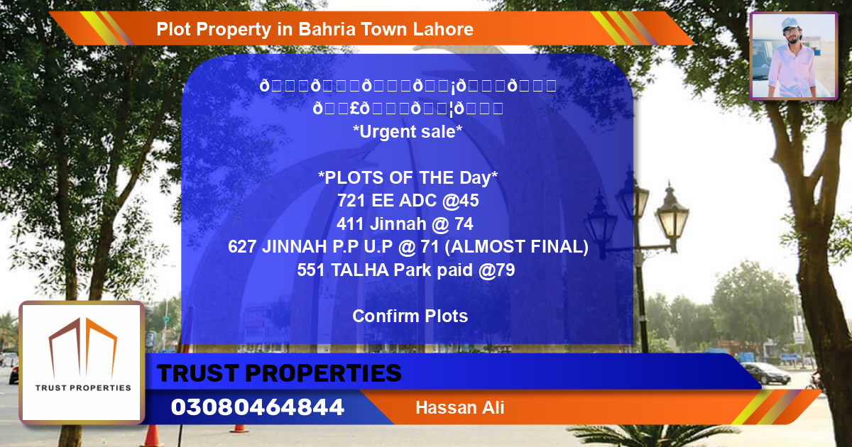 Residential Plot for Sale in Bahria Town, Lahore - (BP-35337)