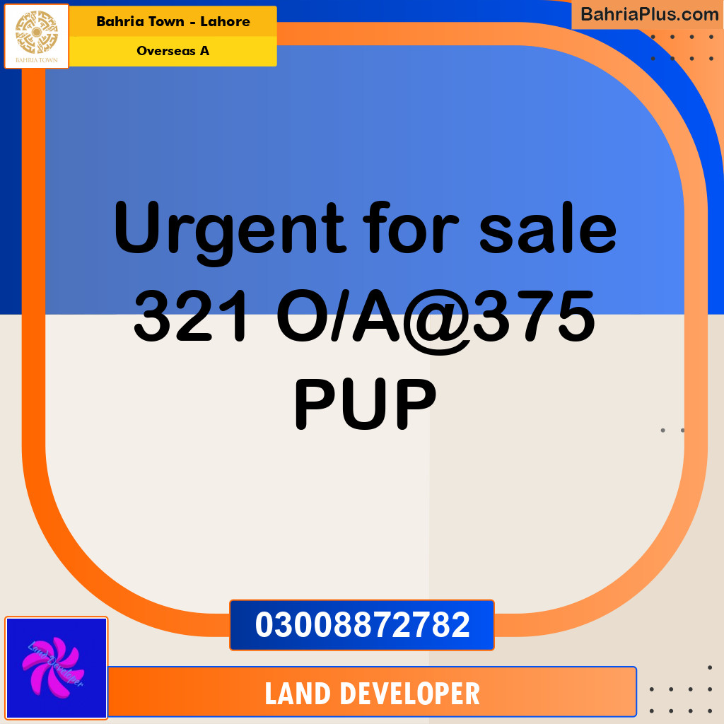 1 Kanal Residential Plot for Sale in Overseas A -  Bahria Town, Lahore - (BP-353391)