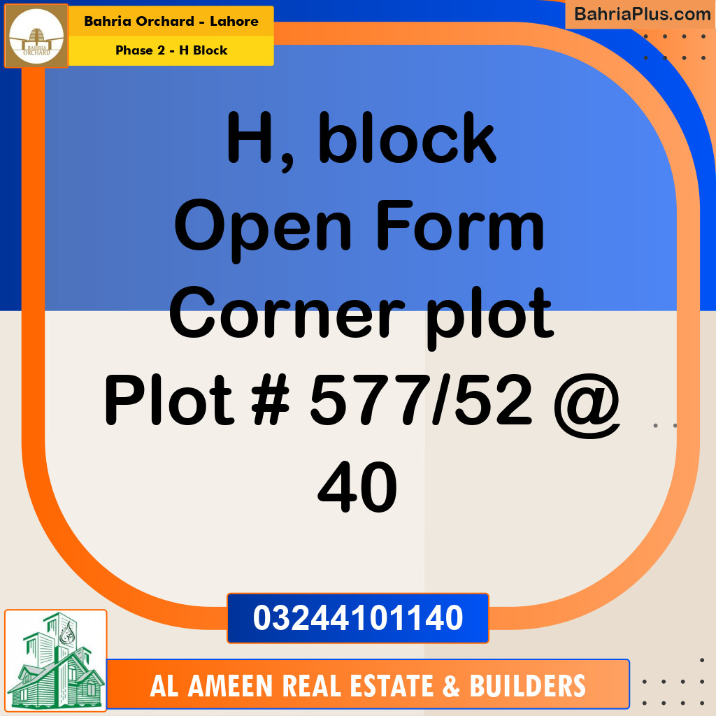 5 Marla Residential Plot for Sale in Phase 2 - H Block -  Bahria Orchard, Lahore - (BP-353397)