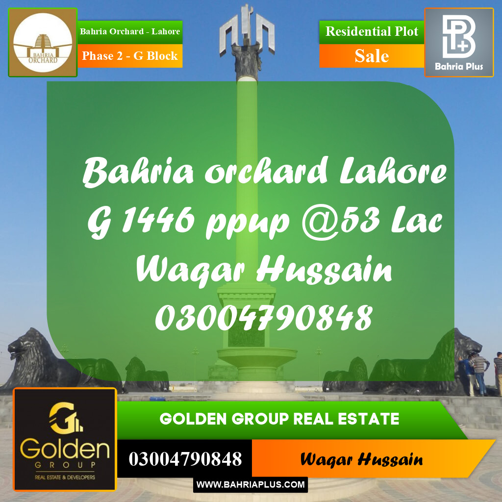 5 Marla Residential Plot for Sale in Phase 2 - G Block -  Bahria Orchard, Lahore - (BP-353434)
