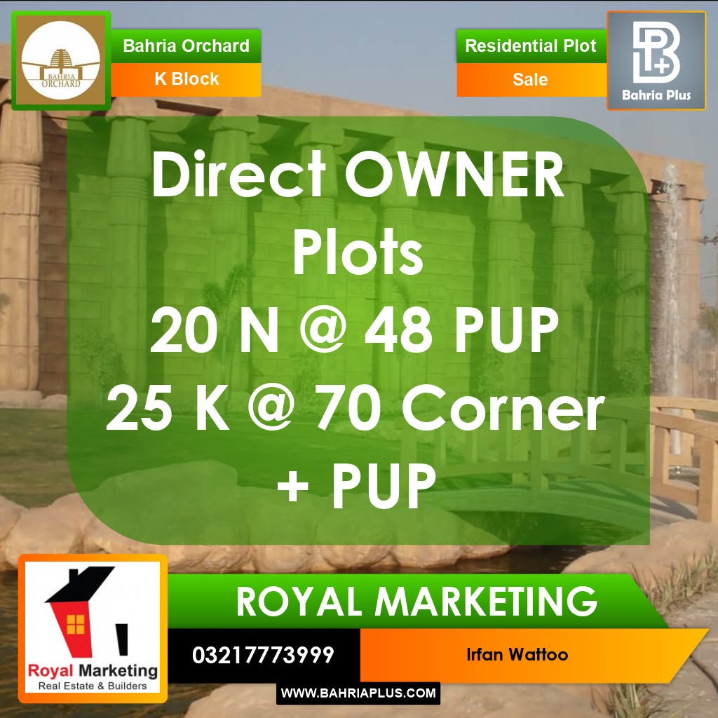 5 Marla Residential Plot for Sale in Phase 2 - K Block -  Bahria Orchard, Lahore - (BP-353444)