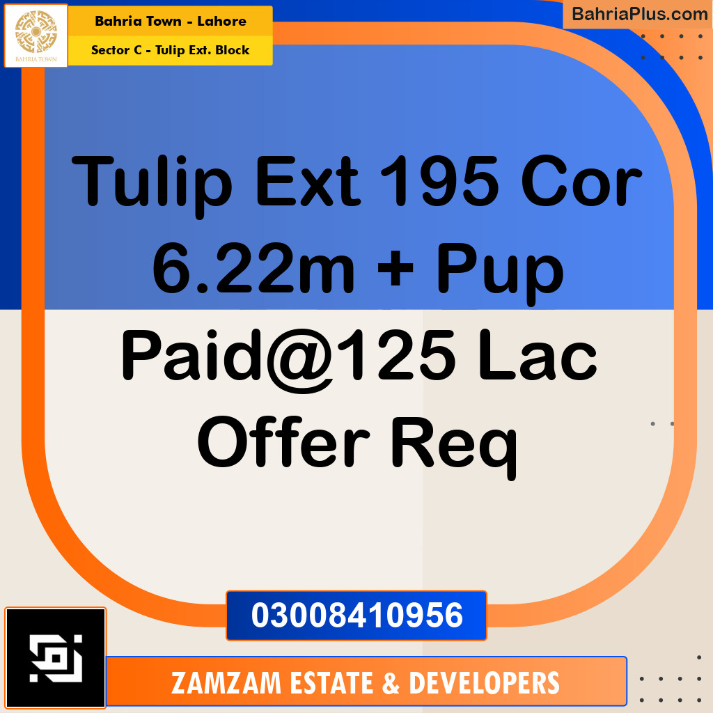 6.22 Marla Residential Plot for Sale in Sector C - Tulip Ext. Block -  Bahria Town, Lahore - (BP-353481)