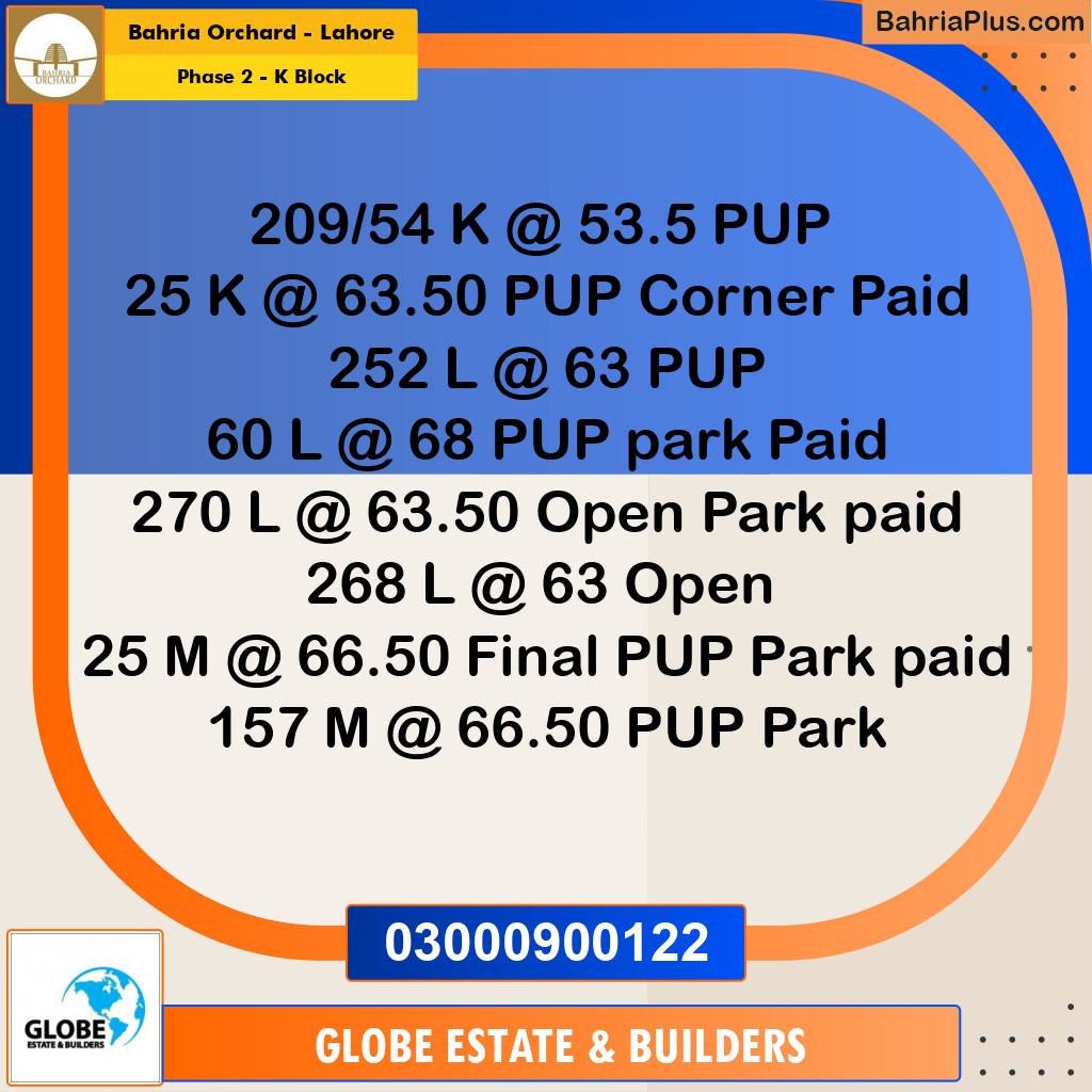 5 Marla Residential Plot for Sale in Phase 2 - K Block -  Bahria Orchard, Lahore - (BP-353484)
