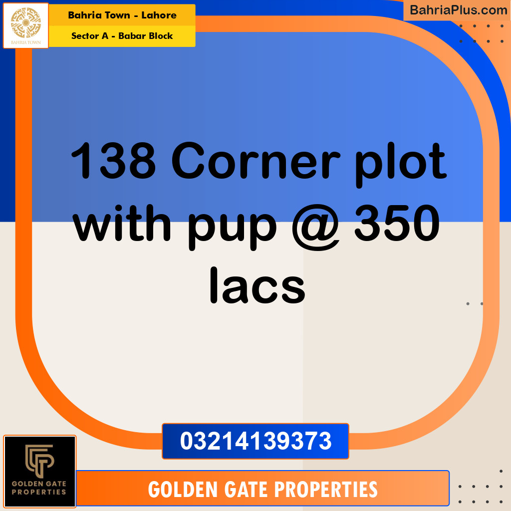 1 Kanal Residential Plot for Sale in Sector A - Babar Block -  Bahria Town, Lahore - (BP-353538)