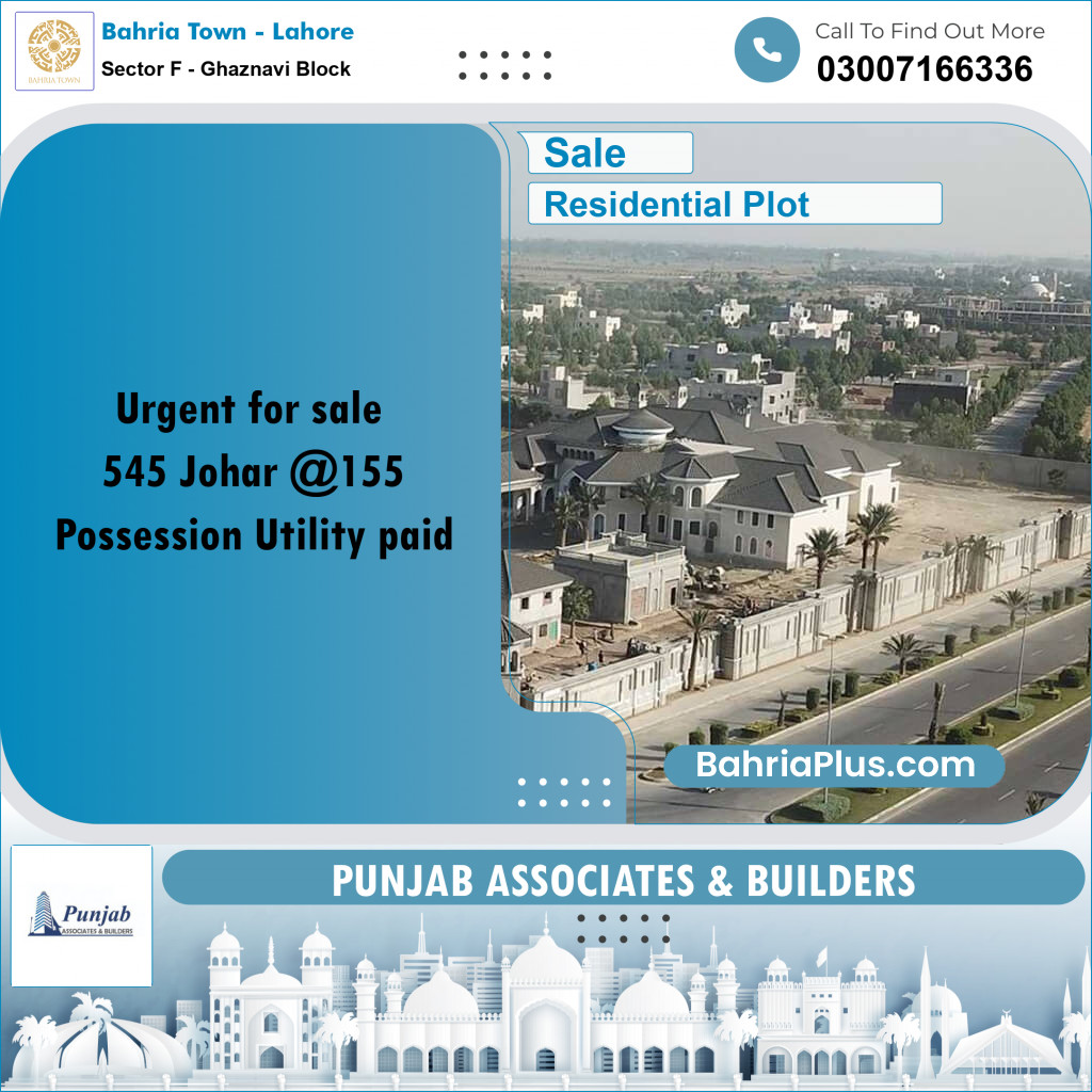 Residential Plot for Sale in Sector F - Ghaznavi Block -  Bahria Town, Lahore - (BP-353563)