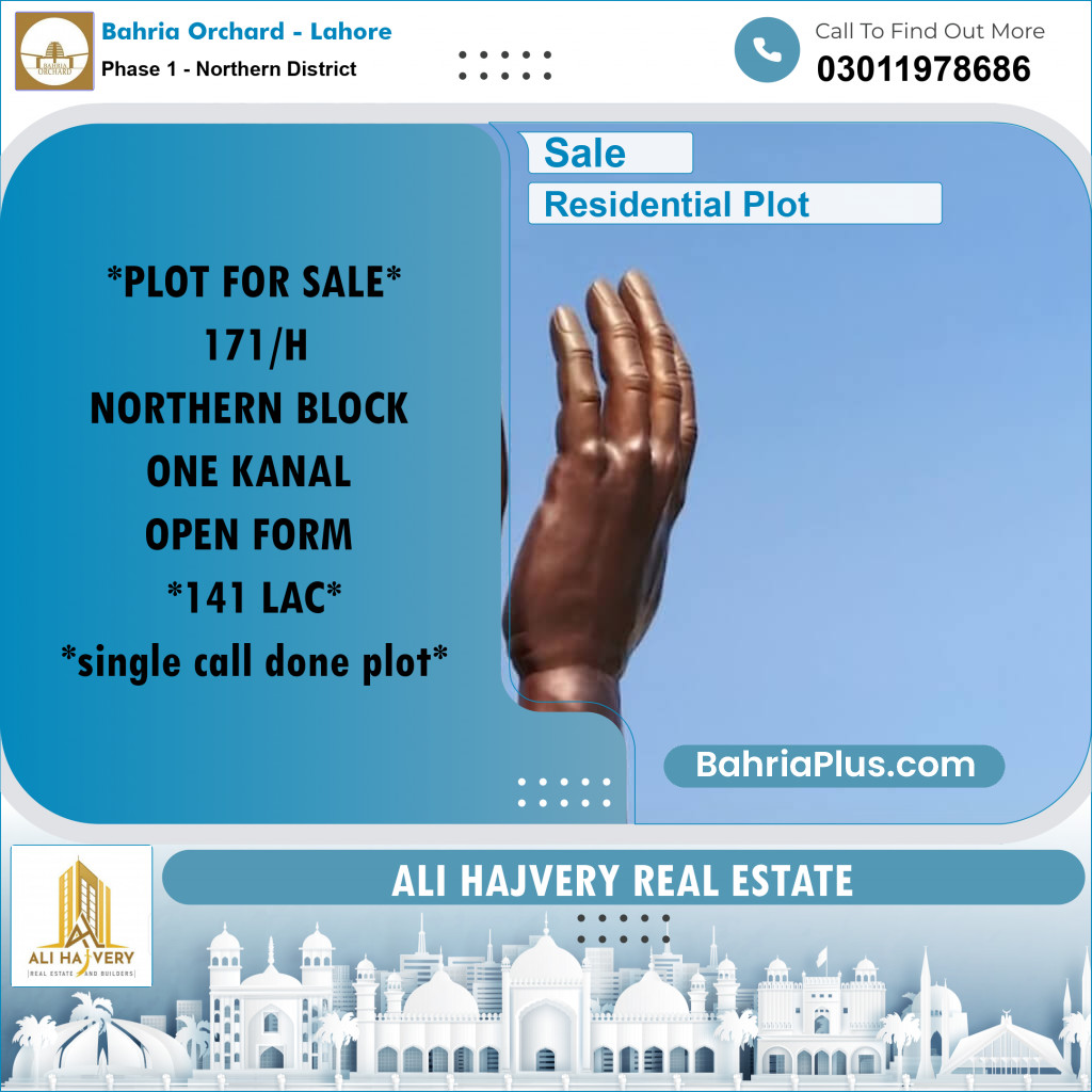 1 Kanal Residential Plot for Sale in Phase 1 - Northern District -  Bahria Orchard, Lahore - (BP-353586)