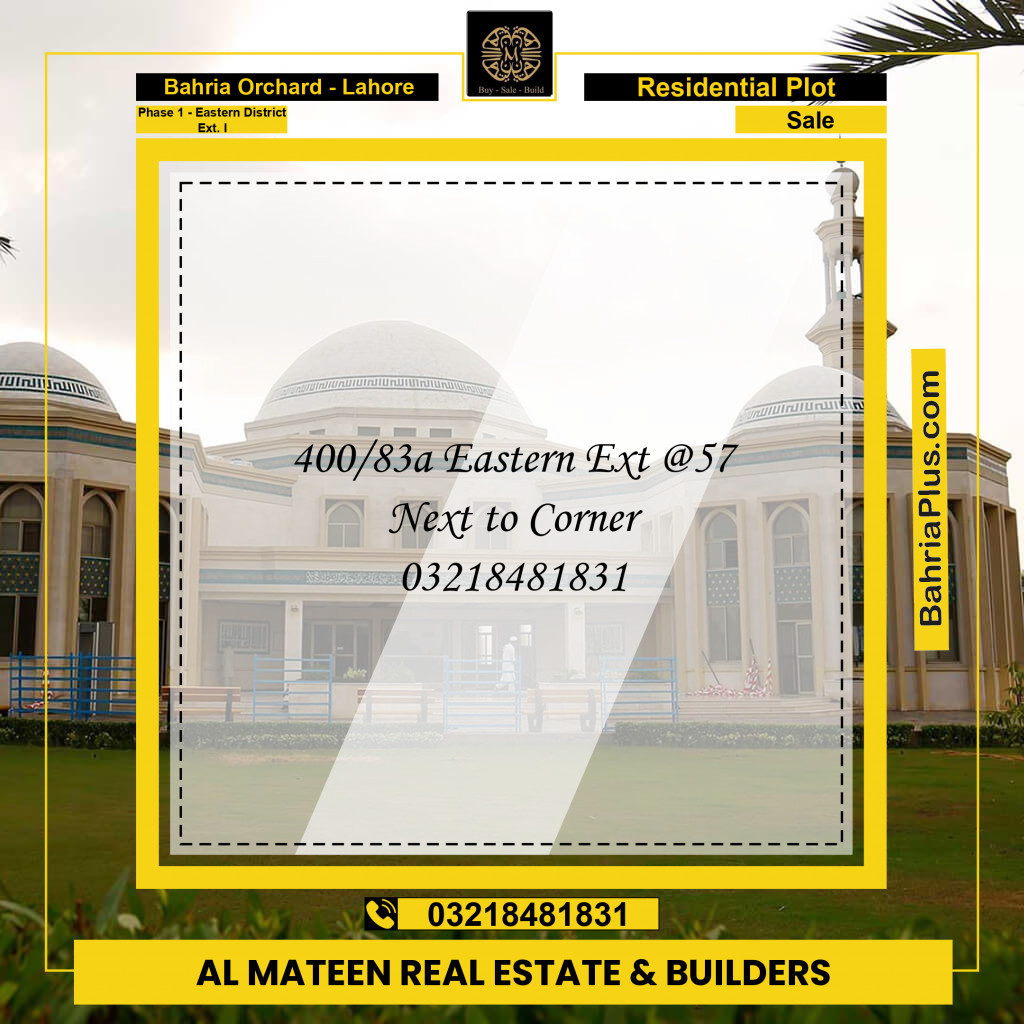 5 Marla Residential Plot for Sale in Phase 1 - Eastern District Ext. I -  Bahria Orchard, Lahore - (BP-353590)