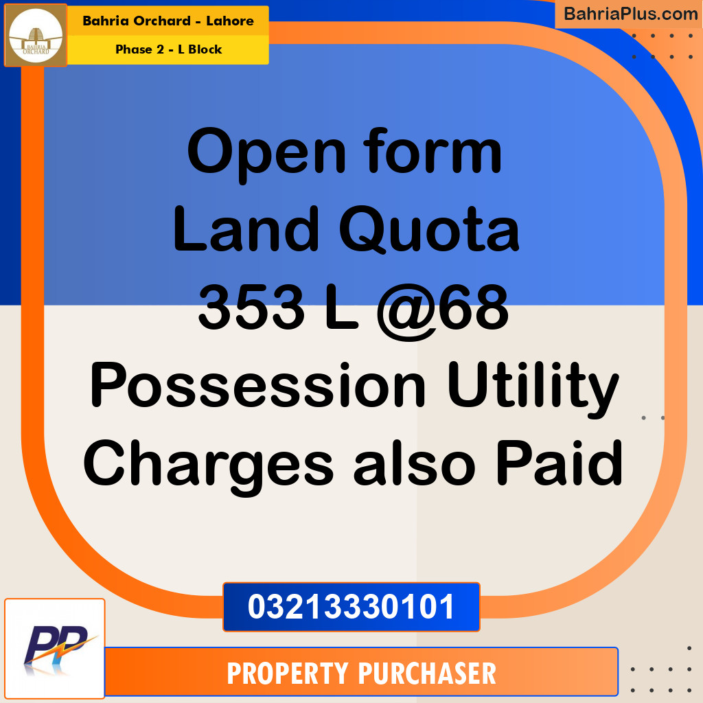 5 Marla Residential Plot for Sale in Phase 2 - L Block -  Bahria Orchard, Lahore - (BP-353593)