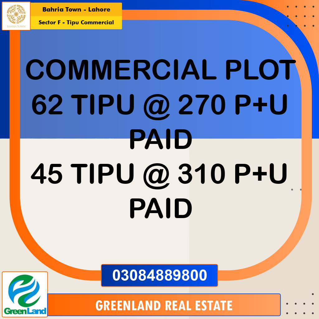 5 Marla Residential Plot for Sale in Sector F - Tipu Commercial -  Bahria Town, Lahore - (BP-353627)