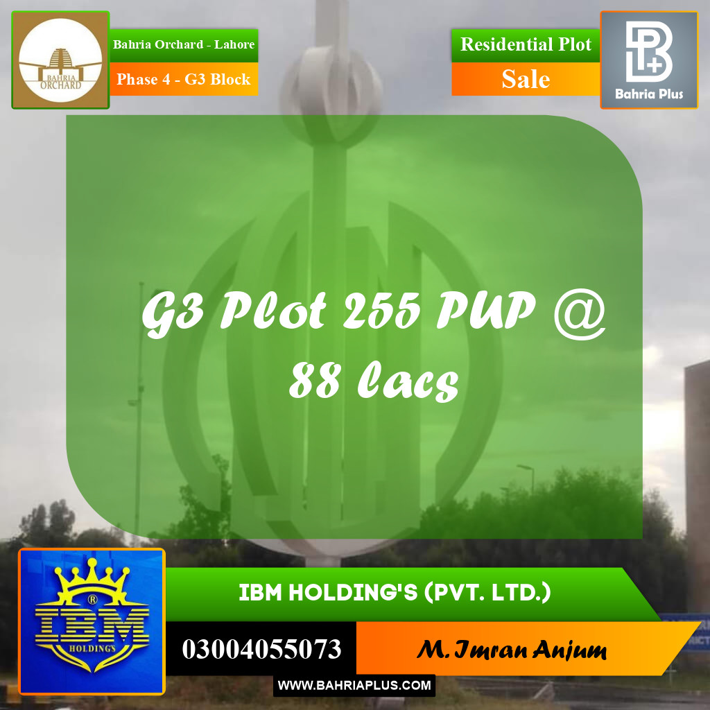 10 Marla Residential Plot for Sale in Phase 4 - G3 Block -  Bahria Orchard, Lahore - (BP-353646)