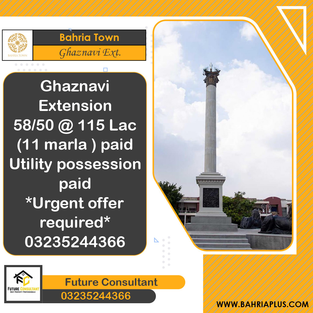 11 Marla Residential Plot for Sale in Sector F - Ghaznavi Ext. Block -  Bahria Town, Lahore - (BP-353662)
