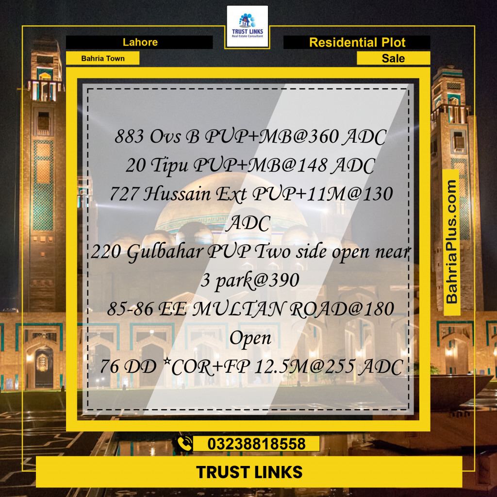 Residential Plot for Sale in Bahria Town, Lahore - (BP-353667)