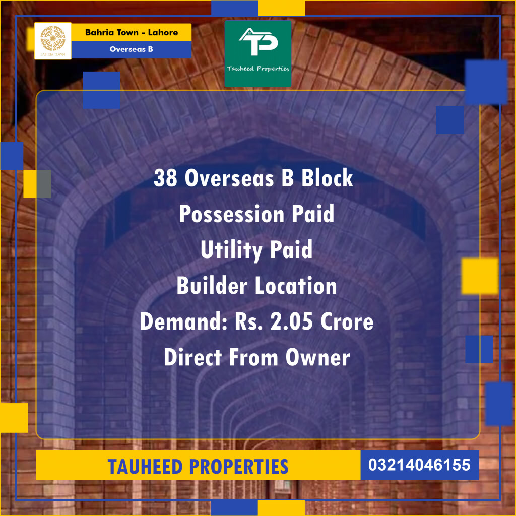 10 Marla Residential Plot for Sale in Overseas B -  Bahria Town, Lahore - (BP-353696)