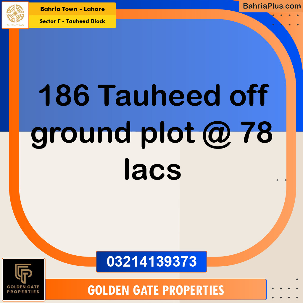 10 Marla Residential Plot for Sale in Sector F - Tauheed Block -  Bahria Town, Lahore - (BP-353711)