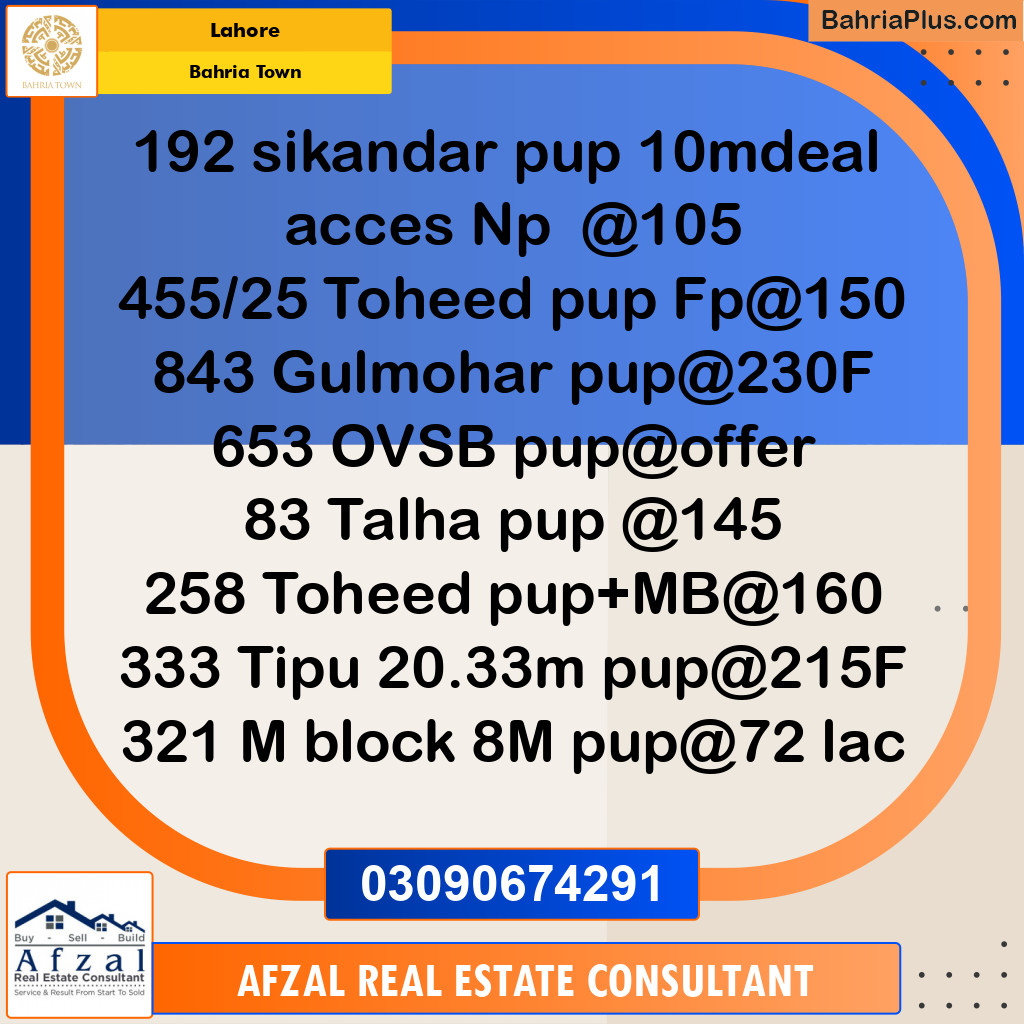 Residential Plot for Sale in Bahria Town, Lahore - (BP-353764)