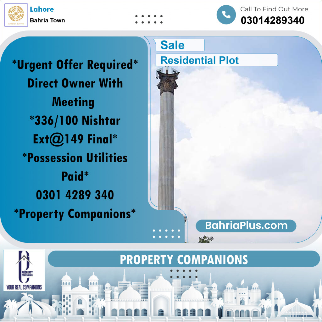 Residential Plot for Sale in Bahria Town, Lahore - (BP-353776)