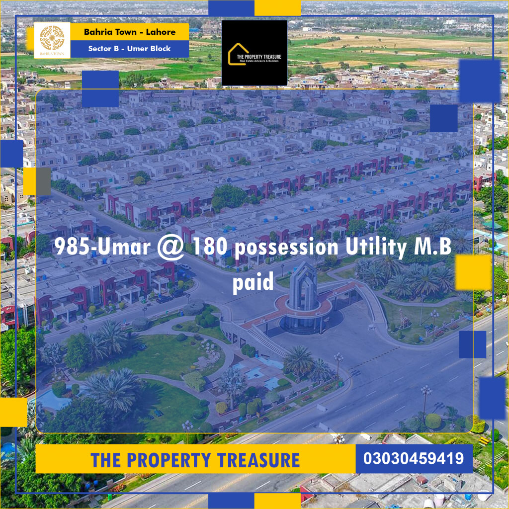 10 Marla Residential Plot for Sale in Sector B - Umer Block -  Bahria Town, Lahore - (BP-353795)