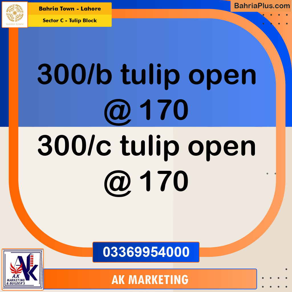 10 Marla Residential Plot for Sale in Sector C - Tulip Block -  Bahria Town, Lahore - (BP-353865)