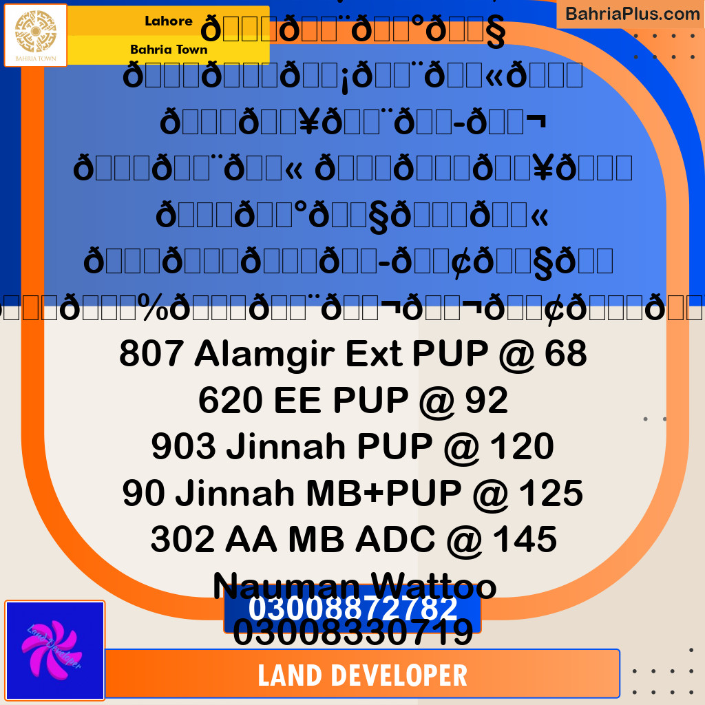 Residential Plot for Sale in Bahria Town, Lahore - (BP-353907)