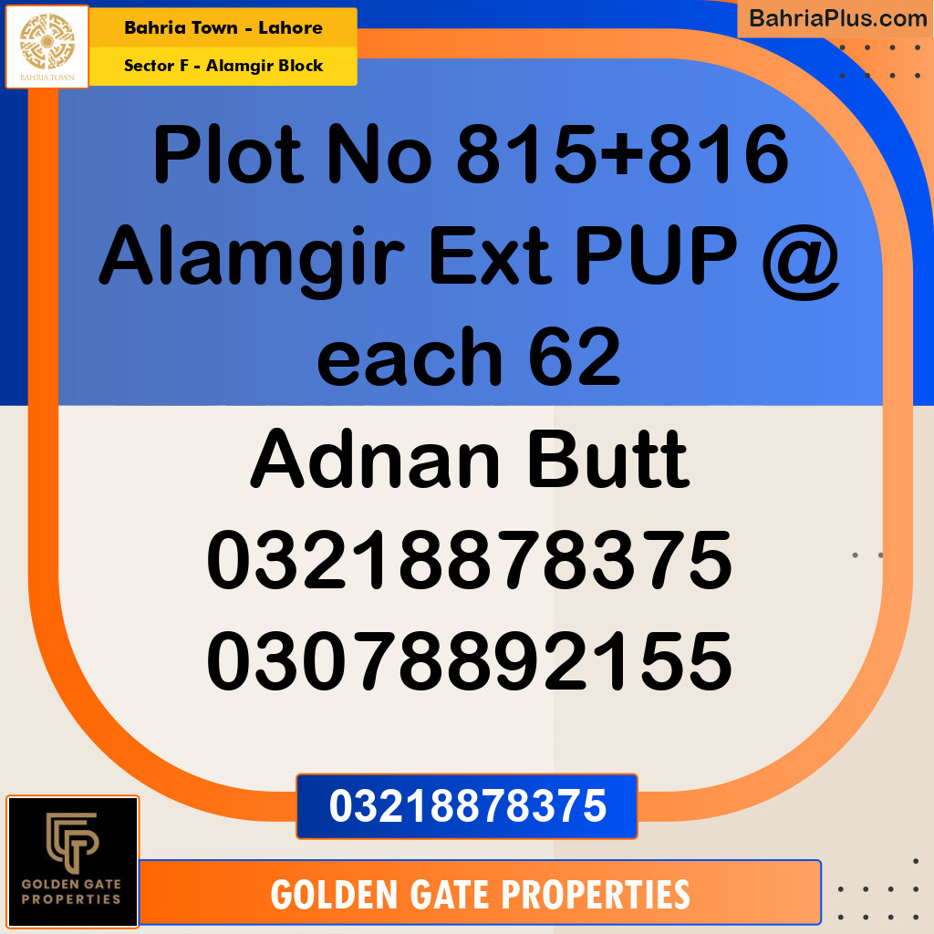 5 Marla Residential Plot for Sale in Sector F - Alamgir Block -  Bahria Town, Lahore - (BP-353924)
