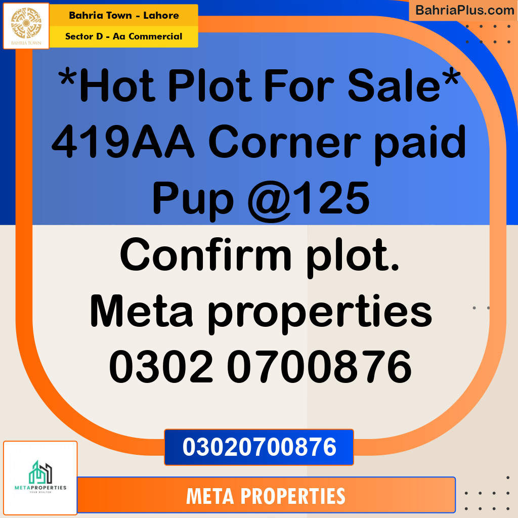 5 Marla Residential Plot for Sale in Sector D - AA Commercial -  Bahria Town, Lahore - (BP-353935)