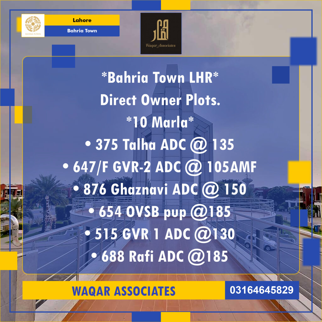 Residential Plot for Sale in Bahria Town, Lahore - (BP-353974)