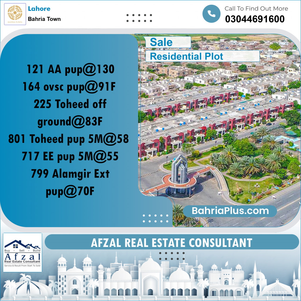 Residential Plot for Sale in Bahria Town, Lahore - (BP-353994)
