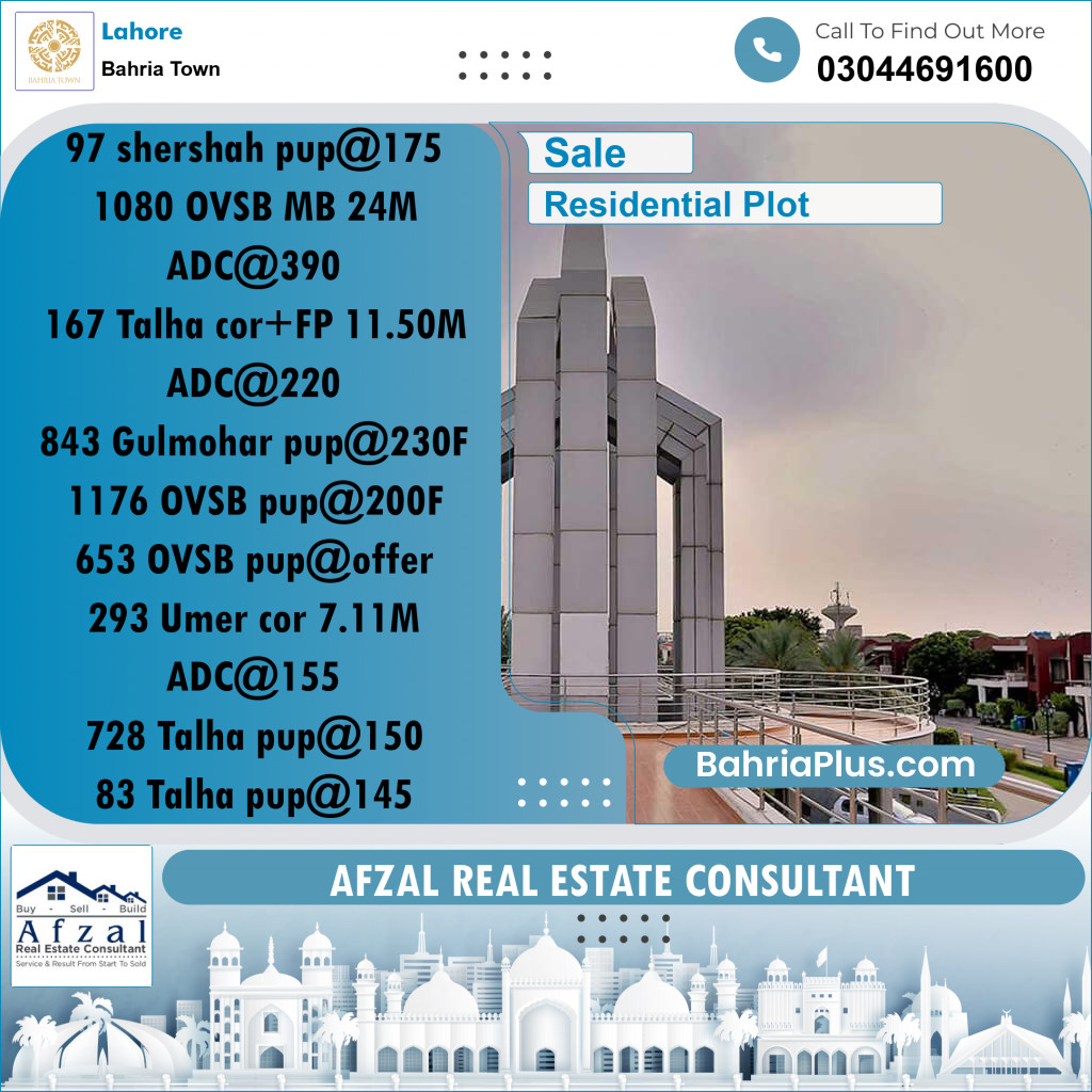 Residential Plot for Sale in Bahria Town, Lahore - (BP-353995)