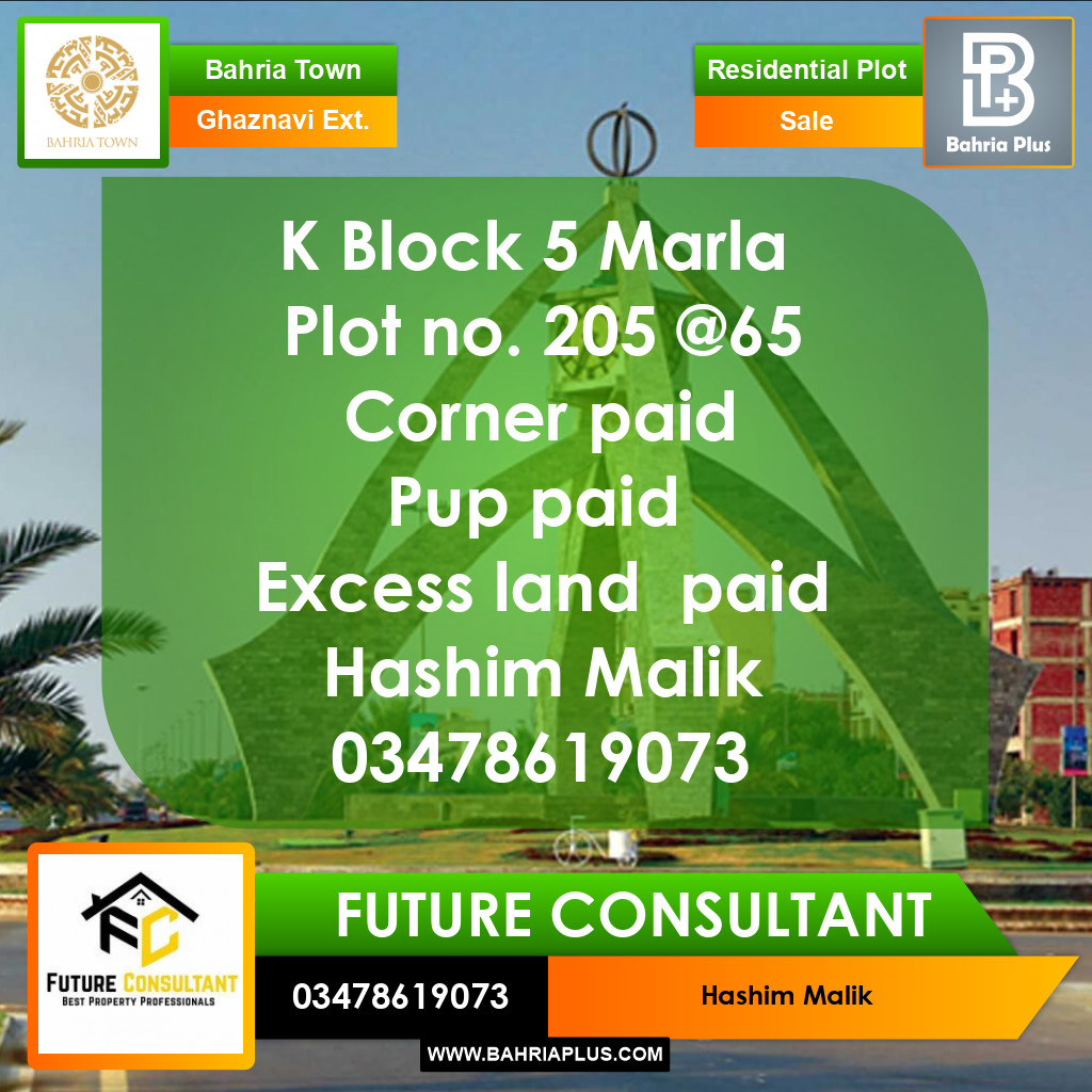 5 Marla Residential Plot for Sale in Sector F - Ghaznavi Ext. Block -  Bahria Town, Lahore - (BP-354005)