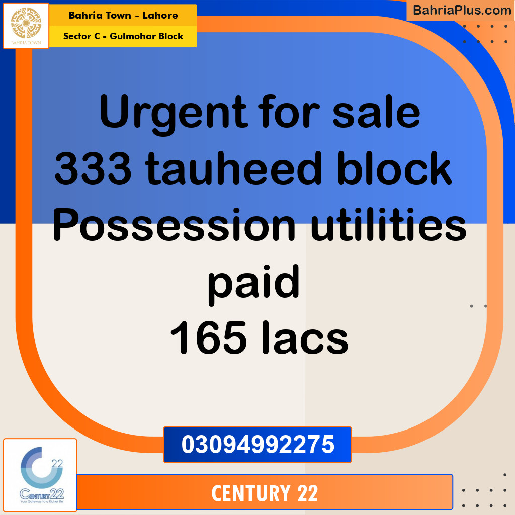 10 Marla Residential Plot for Sale in Sector C - Gulmohar Block -  Bahria Town, Lahore - (BP-354014)