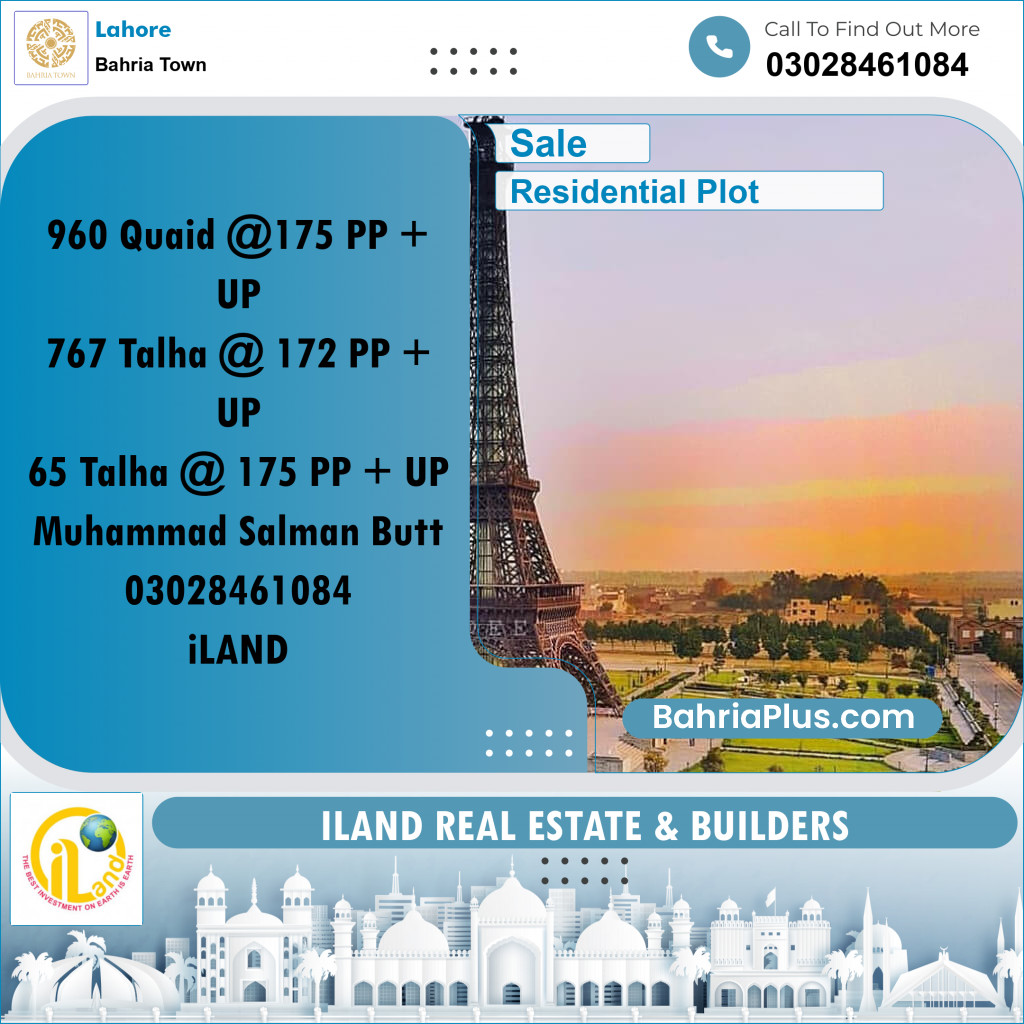 Residential Plot for Sale in Bahria Town, Lahore - (BP-354020)